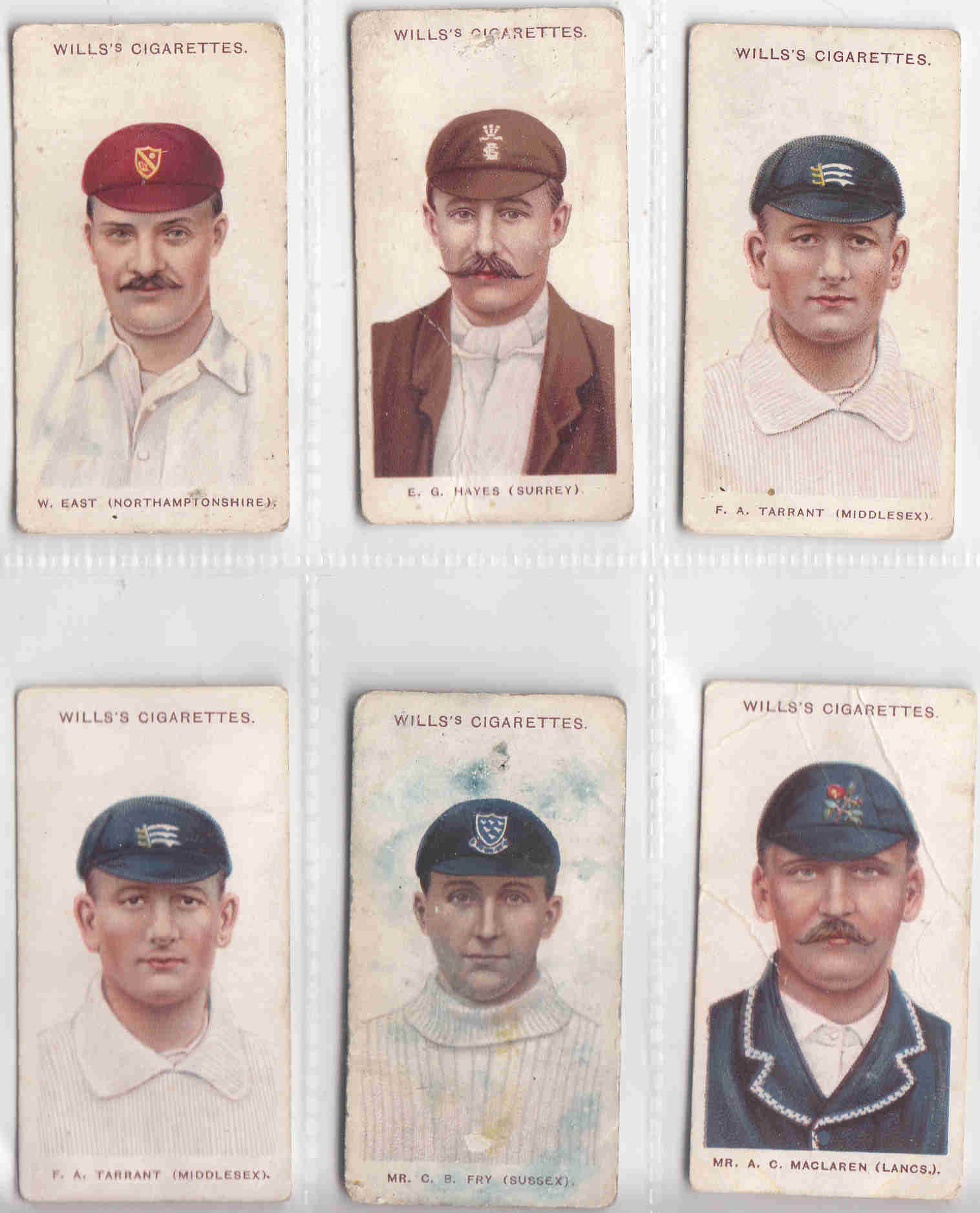 expensive cigarette cards 6 x c1908 CRICKETERS Very Rare ORIGINAL Cigarette / Tobacco Cards