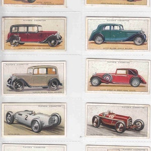 c1936 MOTOR CARS (A-serie) complete set van 50 originele sigaretten-/tabakkaarten - door John Player