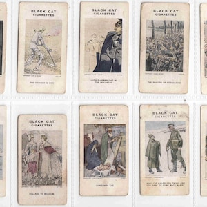 c1916 RAEMAEKERS CARTOONS DE GUERRA x10 Tarjetas originales de cigarrillos/tabaco de Carreras