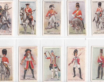 c1912 REGIMENTAL UNIFORMS Complete Set of 50x Original Cigarette / Tobacco Cards  - by John Player (blue backs)