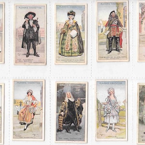 Originele complete set GILBERT en SULLIVAN, ca 1925, met 50 sigaretten-/tabakkaarten (A-serie) per speler