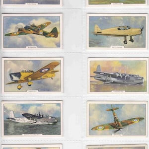 c1939 VLIEGTUIGEN Complete set van 48x originele sigaretten-/tabakkaarten - uitgegeven door Gallaher