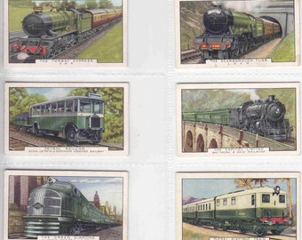 Original c1937 TRAINS Of The WORLD Complete SET of 48x Cigarette / Tobacco Cards by Gallaher