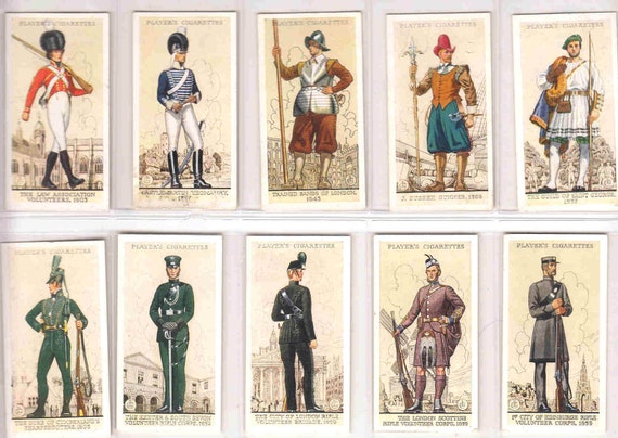 military cigarette cards C1939 UNIFORMS of the TERRITORIAL ARMY Complete Set of 50x Original  Cigarette / Tobacco Cards - by John Player