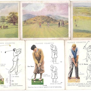 c1939 GOLF x6 cartes originales cigarette/tabac très rares (taille L) par le joueur