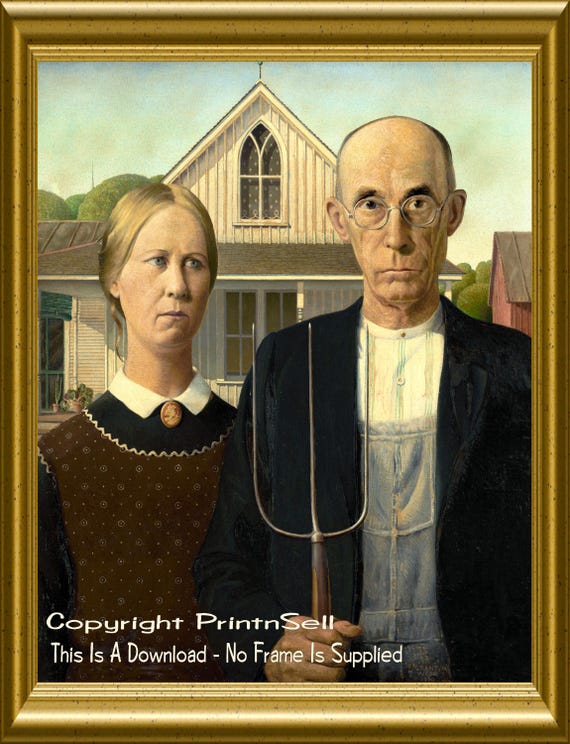 American Gothic (grant Wood, 1930) 10x8in. ART PRINT DOWNLOAD - Etsy