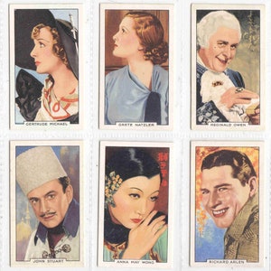 RETRATOS originales de ESTRELLAS FAMOSAS de 1935. Conjunto completo de 48 tarjetas de cigarrillos y tabaco de Gallaher.