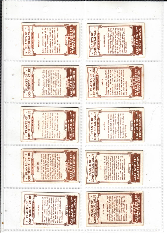 tobacco cards value c1917 PLANTS of COMMERCIAL VALUE