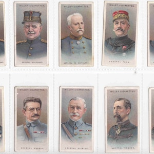 c1917 ALLIED ARMY LEADERS Original Cigarette /Tobacco Cards Complete Set x 50 by Wills