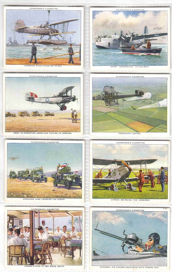 army club cigarette cards C1937 the RAF AT WORK (M Size) Complete Set of 48x Original Cigarette / Tobacco  Cards - by Churchman