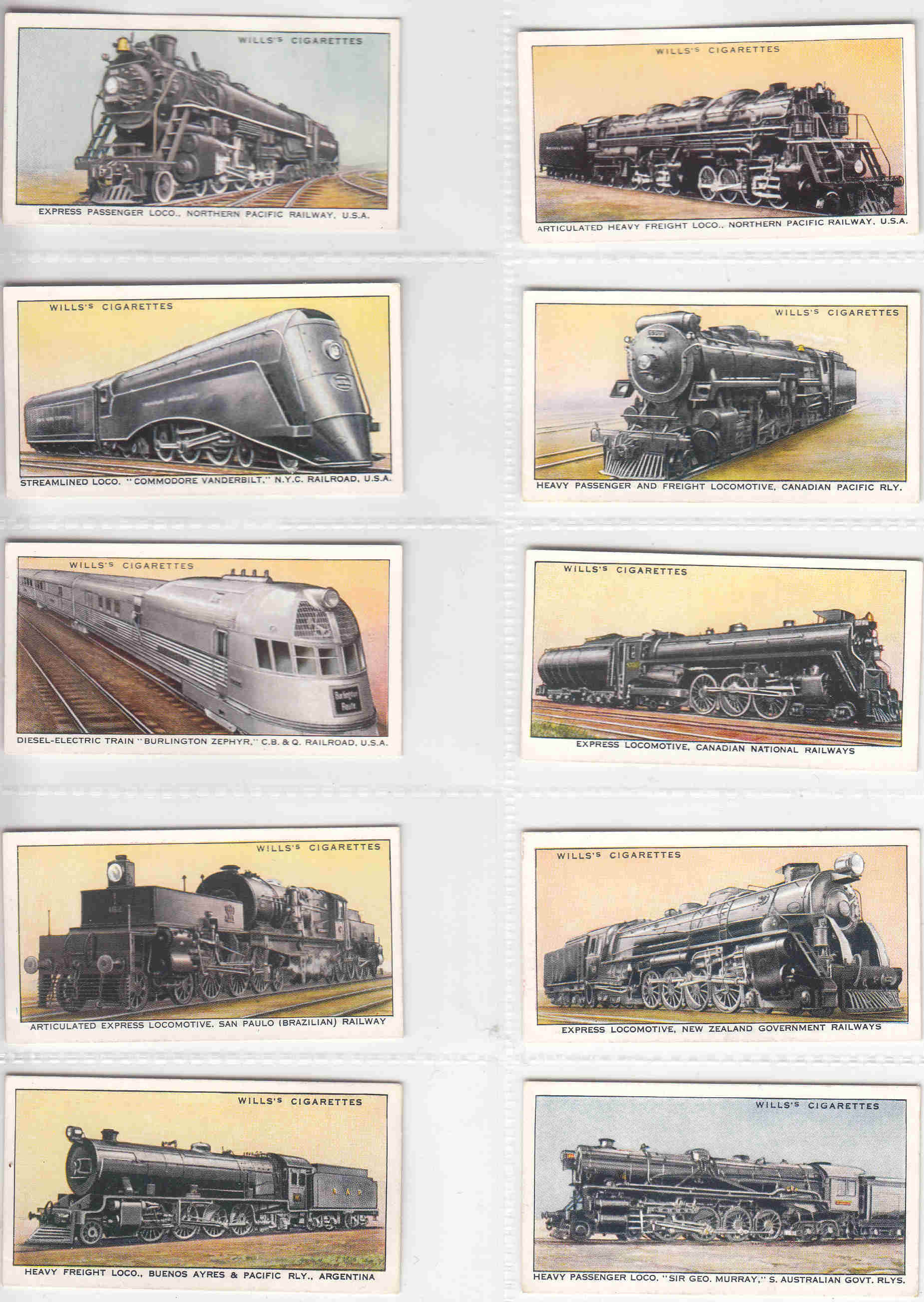 wills cigarette cards railway engines C1936 RAILWAY ENGINES Complete Set of 50x ORIGINAL Cigarette / Tobacco Cards  - by Wills