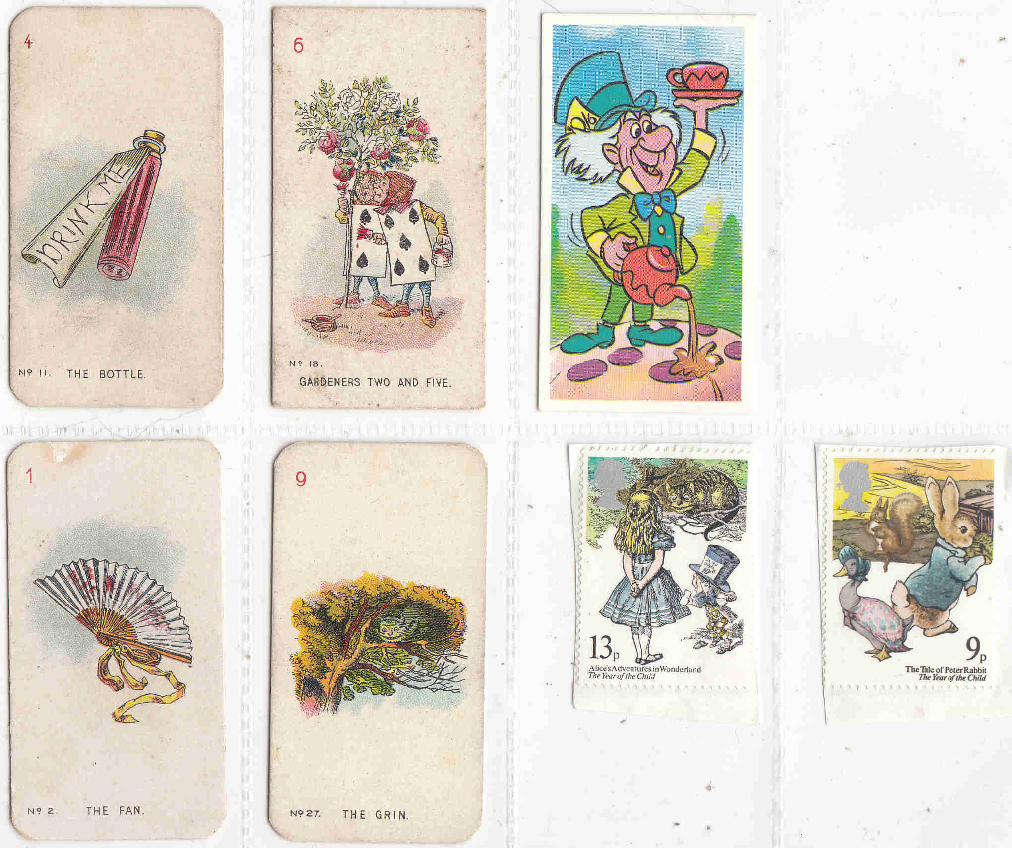 C1930-89 ALICE IN WONDERLAND Scarce Original Trade Cards X7 C1930-89 ALICE IN WONDERLAND Scarce Original Trade Cards X7