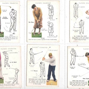 c1939 GOLF x6 cartes originales cigarette/tabac très rares (taille L) par le joueur
