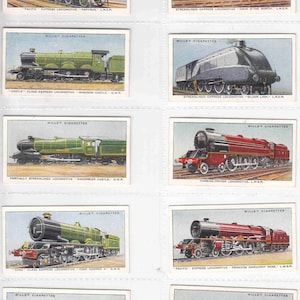 c1936 RAILWAY ENGINES Complete Set of 50x ORIGINAL Cigarette / Tobacco Cards - by Wills