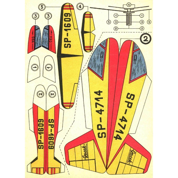 6x Vintage Paper Model PLANES, Printable Sheets - Print, Cut-Out & Make (Model Planes Download Group 1)