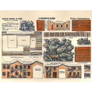 5x Stunning Vintage PAPER MODEL BUILDINGS - Printable Kit Scans - Print ...