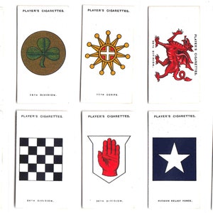 c1924 ARMY CORPS & DIVISIONAL Signs 1914-1918 Complete Set of 50x Original Cigarette / Tobacco Cards - by J. Player