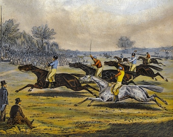128x ANTIQUE HORSE-RACING Art Prints - Vintage Restored Printable Digital Images