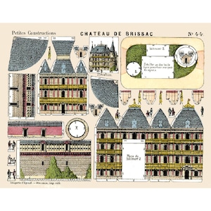5x Vintage PAPIERMODELL GEBÄUDE - Spielbogen Scans - Drucken, Schneiden, Herstellen (Gruppe 1)