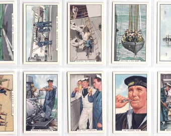 c1937 THE NAVY Complete Set of 48 x ORIGINAL Cigarette / Tobacco Cards - by Gallaher