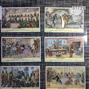 Set completo di 6 carte commerciali Liebig d'epoca - n. S1726 "Brillat-Savarin"
