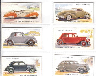 C1937 MOTOR CARS (2nd Series) Complete Set of 50x Original Cigarette / Tobacco  Cards - by John Player