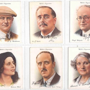 c1937 BERÜHMTE BRITISCHE AUTOREN X 33 große Original Zigaretten- / Tabakkarten - von Wills