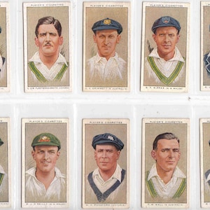c1934 - CRICKETERS 1934 Complete Set of 50x ORIGINAL Cigarette / Tobacco Cards - by John Player