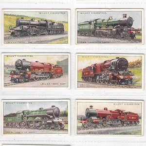 c1930 RAILWAY LOCOMOTIVES Complete Set of 50x ORIGINAL Cigarette / Tobacco Cards - by Wills