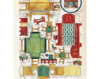 PAPER DOLL HOUSE - 4x Rare Vintage Printable Sheets – Restored or Enhanced, Scanned (Set 2)
