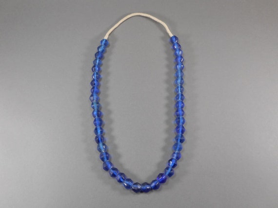 Handmade Matte Cobalt Blue "Sea" Glass Bead Neckl… - image 2