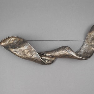 Honey Locust Pod or Leaf Brooch - Silver and Copper Plated - Lapel, Shawl or Cloak Pin - Signed JD, Artisan Crafted Jewelry