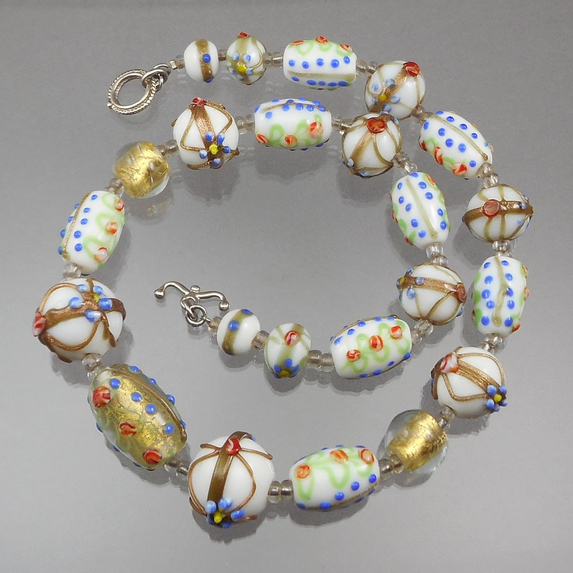 Vintage Glass Bead Necklace Murano Venice Italy Etsy