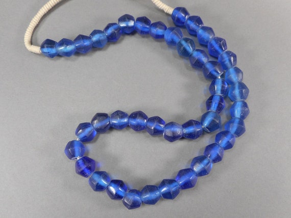 Handmade Matte Cobalt Blue "Sea" Glass Bead Neckl… - image 5