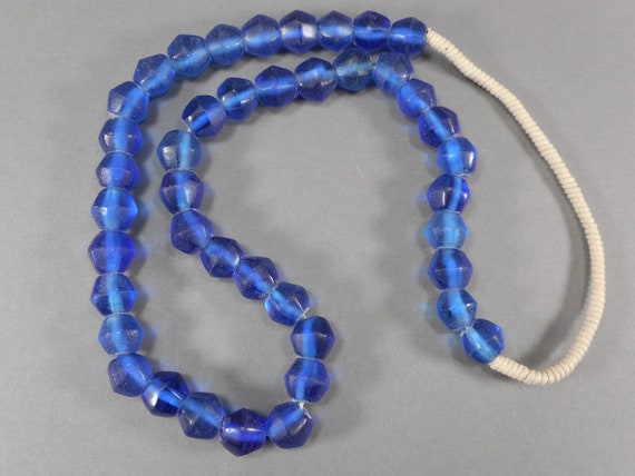 Handmade Matte Cobalt Blue "Sea" Glass Bead Neckl… - image 3