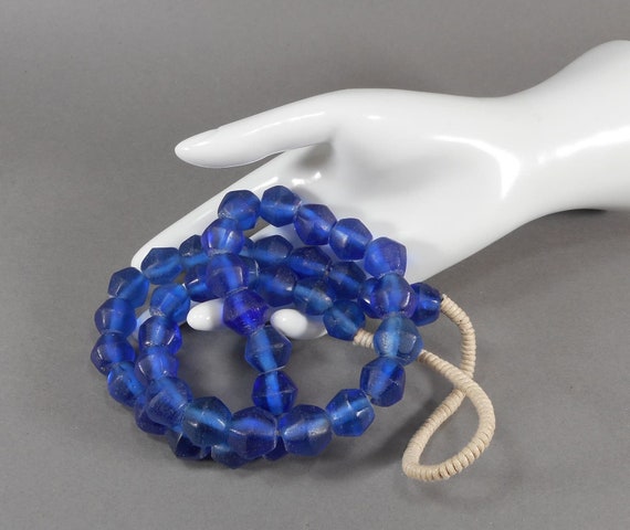 Handmade Matte Cobalt Blue "Sea" Glass Bead Neckl… - image 6