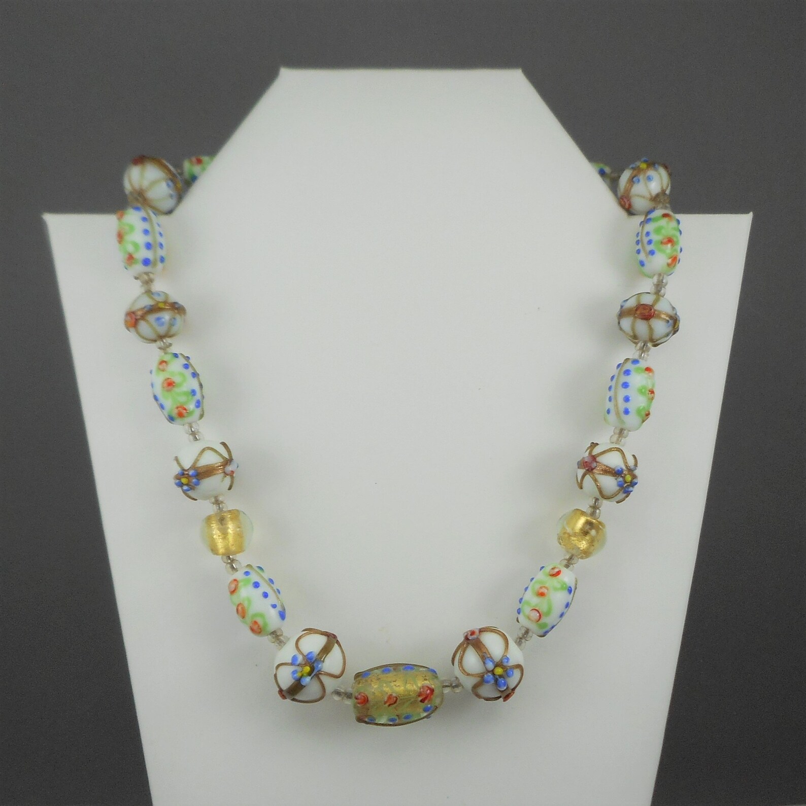 Vintage Glass Bead Necklace Murano Venice Italy Etsy
