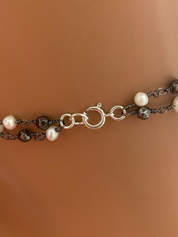 Sterling Silver Rosary Necklace Seven Swords and Mary Cross  display picture 1