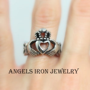 Claddagh Ring Stainless Steel Heart Crown Hands Symbolic Irish Celtic Rings Wedding Engagement Promise Unique Jewelry Unique Gift for Him