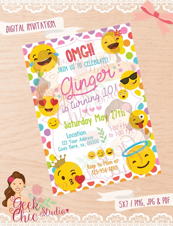 Emoji Invitation Emoji Emoji Inviter Emoji Anniversaire Etsy