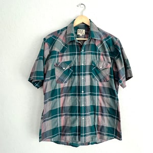 Ely Cattleman green plaid pearl snap shirt