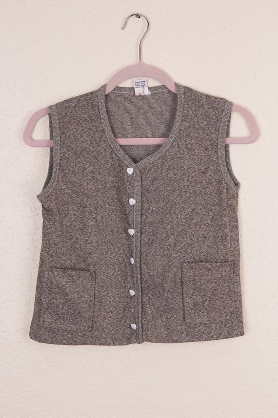 Vintage women's grey heart sweater vest - image 2