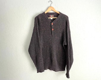 Vintage High Sierra dark brown speckled button sweater