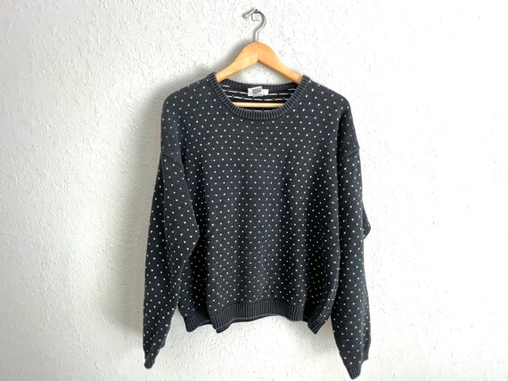 Vintage Black polka dot print unisex sweater - image 2
