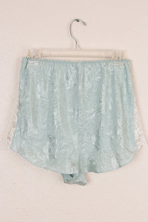 Vintage pastel sage green lace tap pants lingerie… - image 4