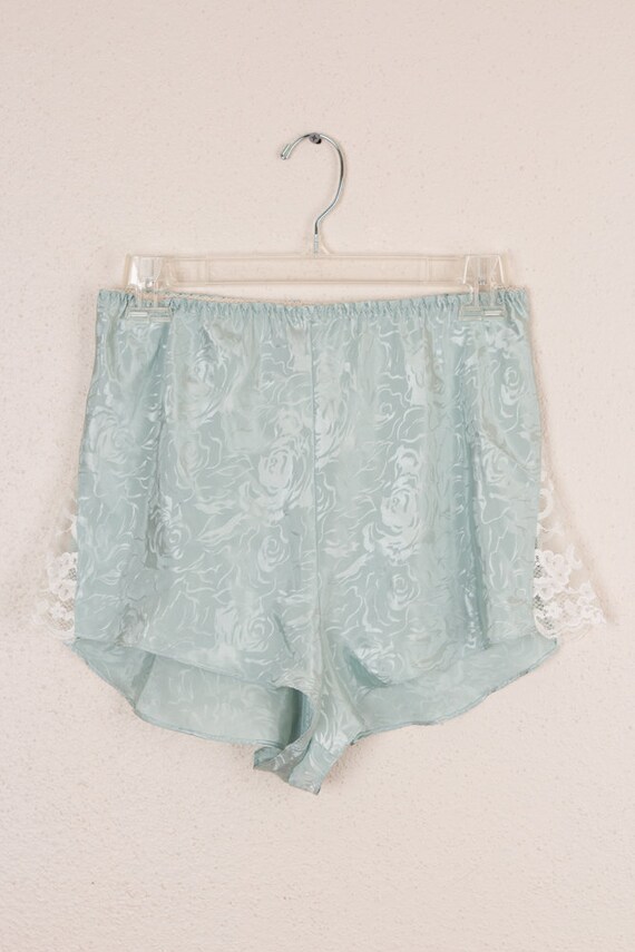 Vintage pastel sage green lace tap pants lingerie… - image 2