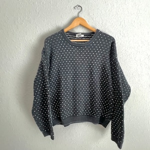Vintage Black polka dot print unisex sweater