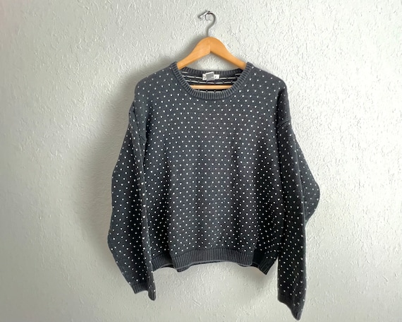 Vintage Black polka dot print unisex sweater - image 1