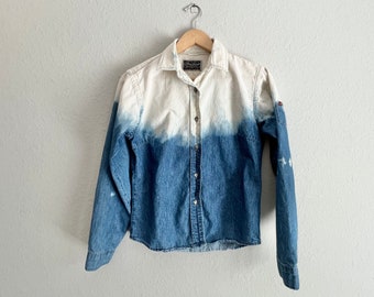 Original Brand Indian Motorcycle ombre bleached button down shirt