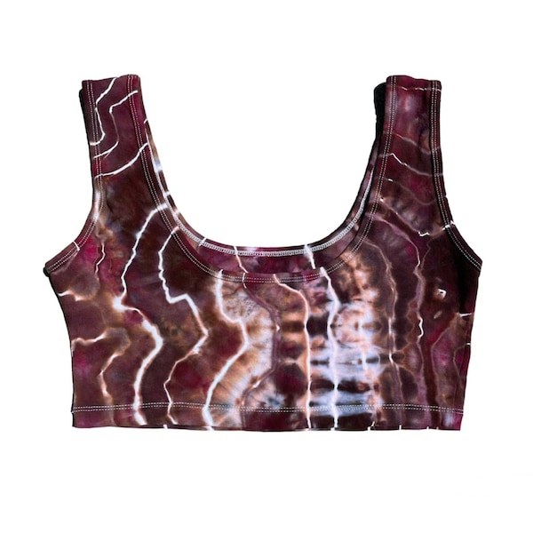 Geode Tie Dye Cropped Tank / Large / Brown / Bralette / Hand Dyed / Stretch / Comfy / Tank / Cropped / Hippie / Yoga Top / Cotton / Agate